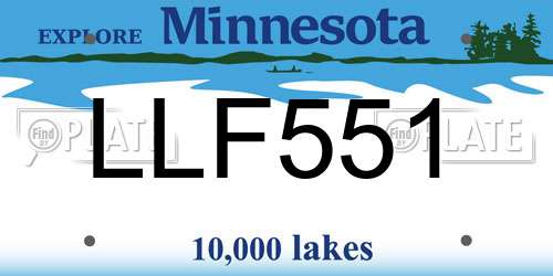 LLF551 Minnesota License Plate