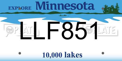 LLF851 Minnesota License Plate