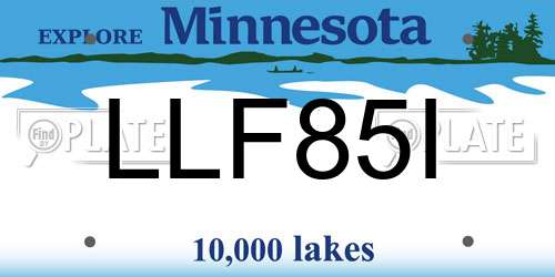 LLF85I Minnesota License Plate