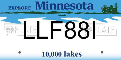 LLF88I Minnesota License Plate