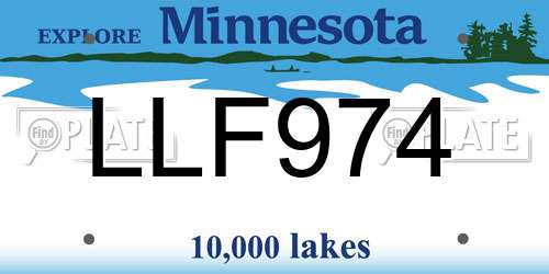 LLF974 Minnesota License Plate