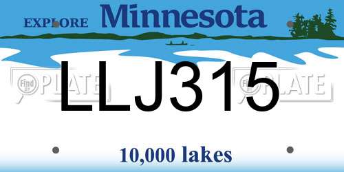 LLJ315 Minnesota License Plate