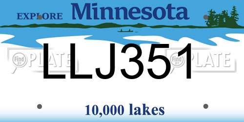LLJ351 Minnesota License Plate