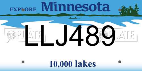 LLJ489 Minnesota License Plate