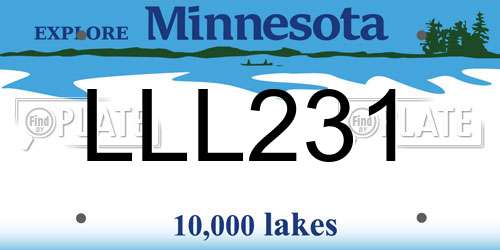 LLL231 Minnesota License Plate