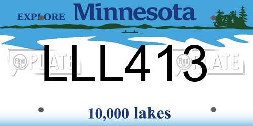 LLL413 Minnesota License Plate