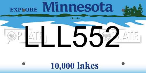 LLL552 Minnesota License Plate