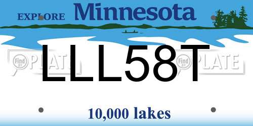 LLL58T Minnesota License Plate