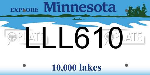 LLL610 Minnesota License Plate