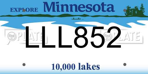 LLL852 Minnesota License Plate