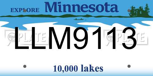 LLM9113 Minnesota License Plate