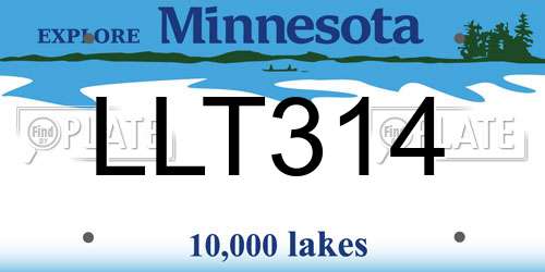 LLT314 Minnesota License Plate