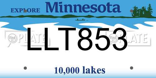 LLT853 Minnesota License Plate