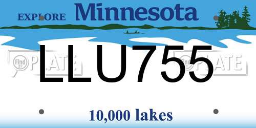 LLU755 Minnesota License Plate