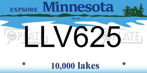 LLV625 Minnesota License Plate