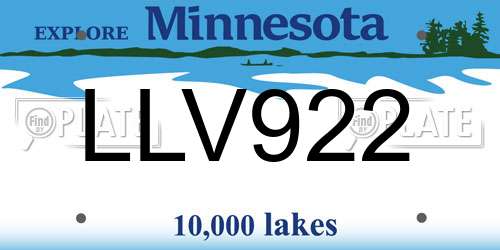 LLV922 Minnesota License Plate