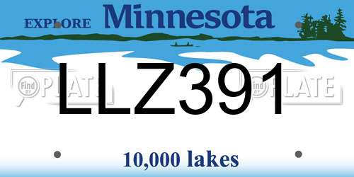 LLZ391 Minnesota License Plate