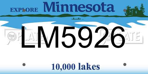 LM5926 Minnesota License Plate