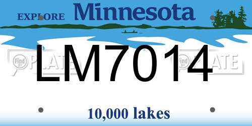 LM7014 Minnesota License Plate