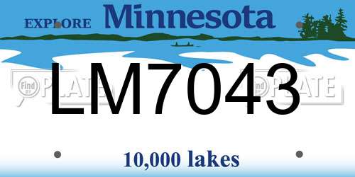 LM7043 Minnesota License Plate