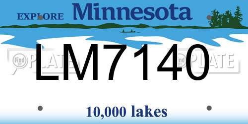 LM7140 Minnesota License Plate