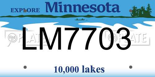 LM7703 Minnesota License Plate