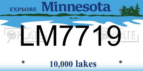 LM7719 Minnesota License Plate