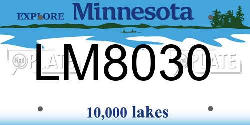 LM8030 Minnesota License Plate
