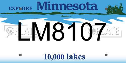 LM8107 Minnesota License Plate