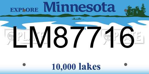 LM87716 Minnesota License Plate