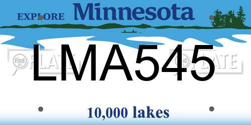LMA545 Minnesota License Plate