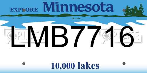 LMB7716 Minnesota License Plate
