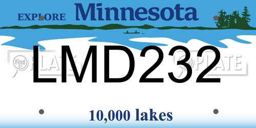LMD232 Minnesota License Plate