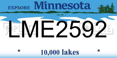 LME2592 Minnesota License Plate