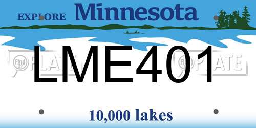 LME401 Minnesota License Plate