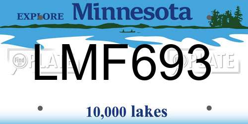 LMF693 Minnesota License Plate