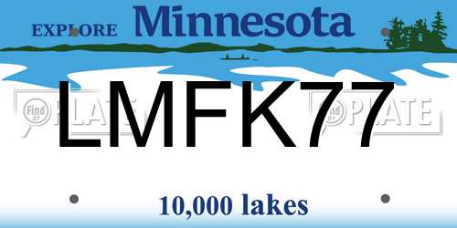 LMFK77 Minnesota License Plate