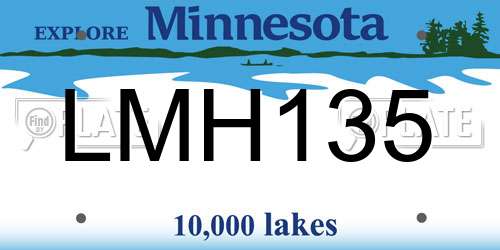LMH135 Minnesota License Plate