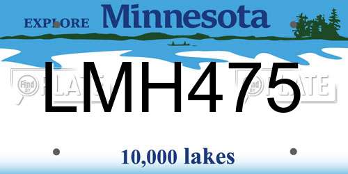 LMH475 Minnesota License Plate