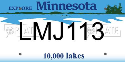 LMJ113 Minnesota License Plate