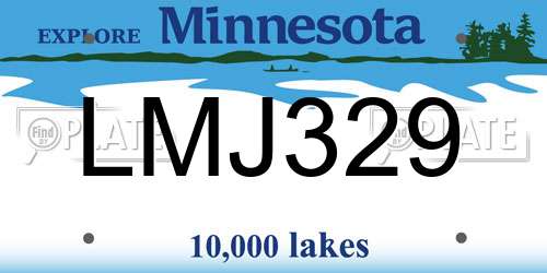 LMJ329 Minnesota License Plate