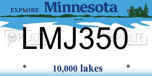 LMJ350 Minnesota License Plate