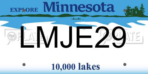 LMJE29 Minnesota License Plate