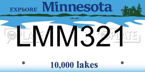 LMM321 Minnesota License Plate