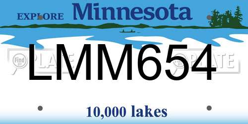 LMM654 Minnesota License Plate