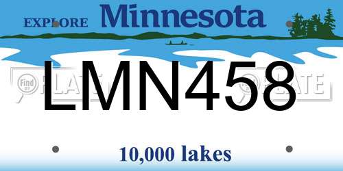 LMN458 Minnesota License Plate