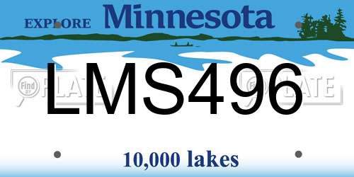 LMS496 Minnesota License Plate