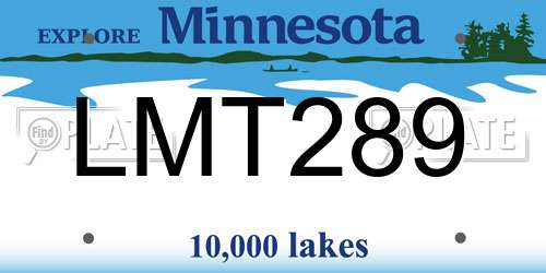 LMT289 Minnesota License Plate