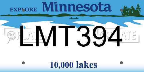 LMT394 Minnesota License Plate