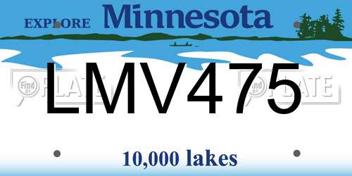 LMV475 Minnesota License Plate